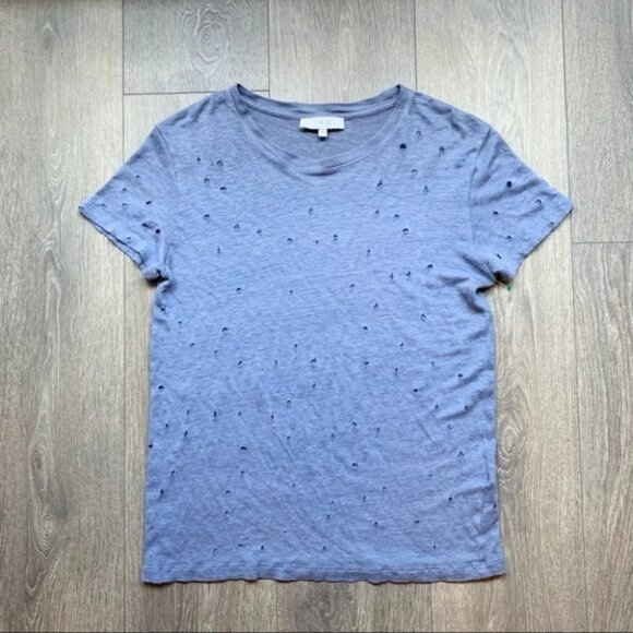 IRO Clay Distressed Tee T-Shirt Blue Grey short sleeve crew neck Size XS - Picture 7 of 13